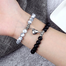 将图片加载到图库查看器,2Pcs/Set Heart Shape Magnet Pendant Bracelet Couples Love Meaningful Natural Stone Bangles Jewelry Bracelet For Couples Elastic Magnetic Field Therapy Bracelet Women Matt Stone Bracelets For Girlfriend