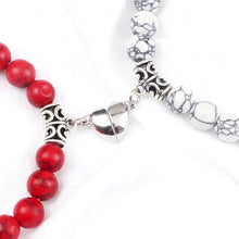 将图片加载到图库查看器,2Pcs/Set Heart Shape Magnet Pendant Bracelet Couples Love Meaningful Natural Stone Bangles Jewelry Bracelet For Couples Elastic Magnetic Field Therapy Bracelet Women Matt Stone Bracelets For Girlfriend