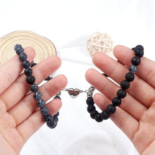 将图片加载到图库查看器,2Pcs/Set Heart Shape Magnet Pendant Bracelet Couples Love Meaningful Natural Stone Bangles Jewelry Bracelet For Couples Elastic Magnetic Field Therapy Bracelet Women Matt Stone Bracelets For Girlfriend