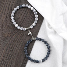将图片加载到图库查看器,2Pcs/Set Heart Shape Magnet Pendant Bracelet Couples Love Meaningful Natural Stone Bangles Jewelry Bracelet For Couples Elastic Magnetic Field Therapy Bracelet Women Matt Stone Bracelets For Girlfriend