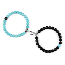将图片加载到图库查看器,2Pcs/Set Heart Shape Magnet Pendant Bracelet Couples Love Meaningful Natural Stone Bangles Jewelry Bracelet For Couples Elastic Magnetic Field Therapy Bracelet Women Matt Stone Bracelets For Girlfriend