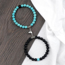 将图片加载到图库查看器,2Pcs/Set Heart Shape Magnet Pendant Bracelet Couples Love Meaningful Natural Stone Bangles Jewelry Bracelet For Couples Elastic Magnetic Field Therapy Bracelet Women Matt Stone Bracelets For Girlfriend