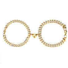 将图片加载到图库查看器,2Pcs/Set Heart Shaped Magnet Attraction Bracelet For Couples Stainless Steel Chain Mens Womens Charm Bracelets For Couples Set Chain Bracelet Heart Magnetic Bracelets For Men Women Promise Attraction Link For Boyfriend Girlfriend