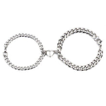 将图片加载到图库查看器,2Pcs/Set Heart Shaped Magnet Attraction Bracelet For Couples Stainless Steel Chain Mens Womens Charm Bracelets For Couples Set Chain Bracelet Heart Magnetic Bracelets For Men Women Promise Attraction Link For Boyfriend Girlfriend