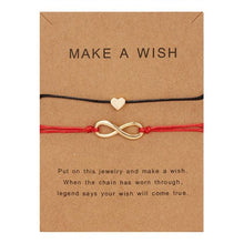 Load image into Gallery viewer, 2pcs/set Together Forever Love Infinity 8 Charm Bracelet Red String Couple Bracelets Wish Jewelry Long Distance Matching Bracelets For Best Friend Mother Daughter 17-30cm