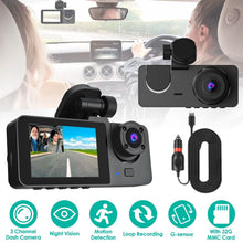 Load image into Gallery viewer, 3 Channel Dash Cam Front Inside Rear Vehicle Driving Recorder Car DVR