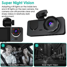 Load image into Gallery viewer, 3 Channel Dash Cam Front Inside Rear Vehicle Driving Recorder Car DVR