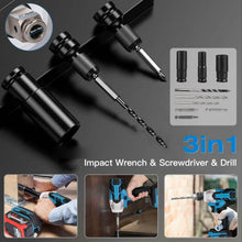 Load image into Gallery viewer, 3-In-1 Cordless Electric Impact Wrench Drill Screwdriver with Brushless Motor Max 3450RPM Variable Speed