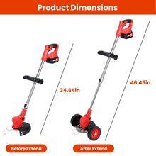 Load image into Gallery viewer, 3-in-1 Electric Cordless Grass Wacker Battery Powered Grass Trimmer with Wheels Adjustable Head with 2-Pieces 2500mAh Batteries
