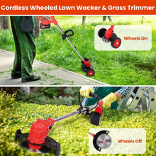 Load image into Gallery viewer, 3-in-1 Electric Cordless Grass Wacker Battery Powered Grass Trimmer with Wheels Adjustable Head with 2-Pieces 2500mAh Batteries