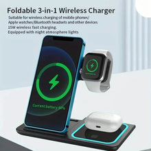 Load image into Gallery viewer, 3-in-1 Folding Fast Wireless Charger Station
