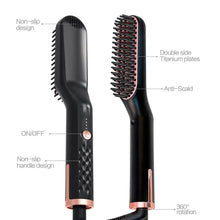 Load image into Gallery viewer, 3 IN 1 Multifunctional Hair Straightener Comb Hair Black Red Straightening Brush Portable Comb Fast Heating Men Beard Straightener For Traveling Perfect Gift For Adults