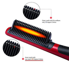 Load image into Gallery viewer, 3 IN 1 Multifunctional Hair Straightener Comb Hair Black Red Straightening Brush Portable Comb Fast Heating Men Beard Straightener For Traveling Perfect Gift For Adults