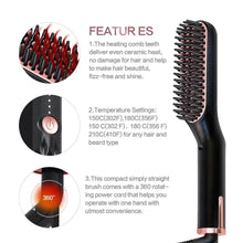 Load image into Gallery viewer, 3 IN 1 Multifunctional Hair Straightener Comb Hair Black Red Straightening Brush Portable Comb Fast Heating Men Beard Straightener For Traveling Perfect Gift For Adults