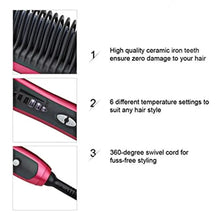 Load image into Gallery viewer, 3 IN 1 Multifunctional Hair Straightener Comb Hair Black Red Straightening Brush Portable Comb Fast Heating Men Beard Straightener For Traveling Perfect Gift For Adults