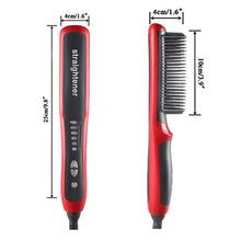 Load image into Gallery viewer, 3 IN 1 Multifunctional Hair Straightener Comb Hair Black Red Straightening Brush Portable Comb Fast Heating Men Beard Straightener For Traveling Perfect Gift For Adults