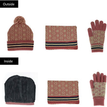 Load image into Gallery viewer, 3-in-1 Soft Warm Thick Cable Knitted Beanie Hat Scarf and Gloves Winter Set