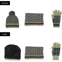 Load image into Gallery viewer, 3-in-1 Soft Warm Thick Cable Knitted Beanie Hat Scarf and Gloves Winter Set