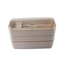 Load image into Gallery viewer, 3-Layer Stackable Bento Box Japanese Lunch Box Kit with Spoon & Fork