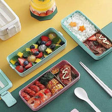 Load image into Gallery viewer, 3-Layer Stackable Bento Box Japanese Lunch Box Kit with Spoon & Fork