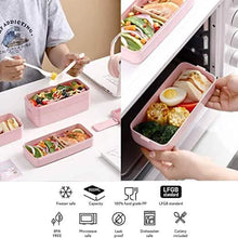 Load image into Gallery viewer, 3-Layer Stackable Bento Box Japanese Lunch Box Kit with Spoon & Fork