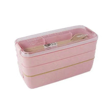 Load image into Gallery viewer, 3-Layer Stackable Bento Box Japanese Lunch Box Kit with Spoon & Fork