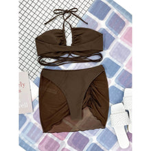 Load image into Gallery viewer, 3-Pack: Criss Cross Halter Bikini Swimsuit & Beach Skirt