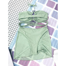 Load image into Gallery viewer, 3-Pack: Criss Cross Halter Bikini Swimsuit & Beach Skirt