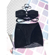 Load image into Gallery viewer, 3-Pack: Criss Cross Halter Bikini Swimsuit & Beach Skirt