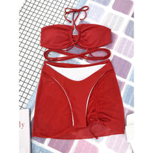 Load image into Gallery viewer, 3-Pack: Criss Cross Halter Bikini Swimsuit & Beach Skirt