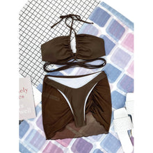 Load image into Gallery viewer, 3-Pack: Criss Cross Halter Bikini Swimsuit & Beach Skirt