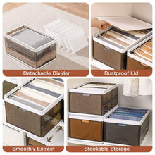 将图片加载到图库查看器,3-Pack: Foldable Storage Bin with Lid Stackable Plastic Closet Organizer