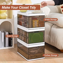 将图片加载到图库查看器,3-Pack: Foldable Storage Bin with Lid Stackable Plastic Closet Organizer