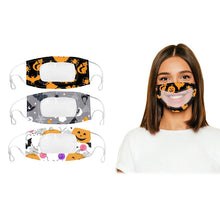Load image into Gallery viewer, 3-Pack: Halloween Edition Smile Communicator Clear Mouth Face Mask