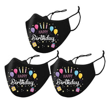 Load image into Gallery viewer, 3-Pack: Happy Birthday Double Layered Reusable Face Mask With Adjustable Earloops