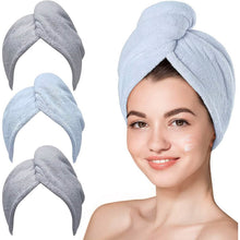 Load image into Gallery viewer, 3-Pack: Hicober Microfiber Hair Towel