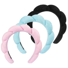 Load image into Gallery viewer, 3-Pack: Puffy Terry Towel Cloth Fabric Sponge Face Wash Head Band