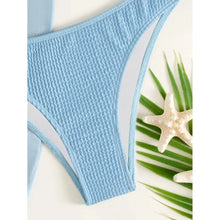 Load image into Gallery viewer, 3-Pack: Textured Ring Linked Halter Bikini Swimsuit & Beach Skirt