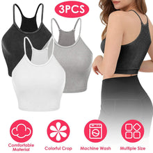 Load image into Gallery viewer, 3-Pack: Women Crop Basic Tank Top Ribbed Knit Sleeveless