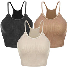 Load image into Gallery viewer, 3-Pack: Women Crop Basic Tank Top Ribbed Knit Sleeveless