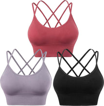 Load image into Gallery viewer, 3-Pack: Women's Padded Spaghetti Strap Crisscross Bra