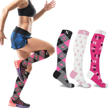 Load image into Gallery viewer, 3-Pair: Breast Cancer Awareness Knee High Compression Socks