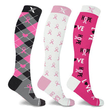 Load image into Gallery viewer, 3-Pair: Breast Cancer Awareness Knee High Compression Socks