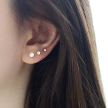 Load image into Gallery viewer, 3-Pair Set: Sterling Silver Crystal Stud Earrings