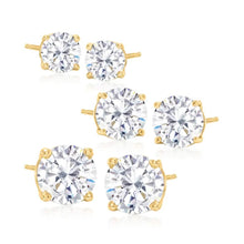 Load image into Gallery viewer, 3-Pair Set: Sterling Silver Crystal Stud Earrings
