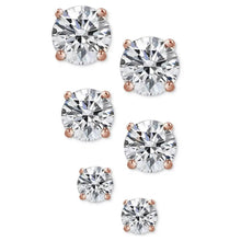 Load image into Gallery viewer, 3-Pair Set: Sterling Silver Crystal Stud Earrings