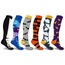 将图片加载到图库查看器,3-Pairs: Halloween Fun Knee High Compression Socks