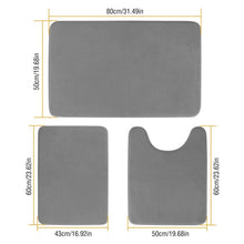 Load image into Gallery viewer, 3-Piece Set: Bathroom Rug Set Plush Velvet Bath Carpet