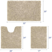 Load image into Gallery viewer, 3-Piece Set: Bathroom Rugs Set Ultra Soft Non Slip and Absorbent Chenille
