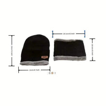 Load image into Gallery viewer, 3-Piece Set: Black Knit Hats Warm Beanies Winter Neck Gaiter Elastic Gloves